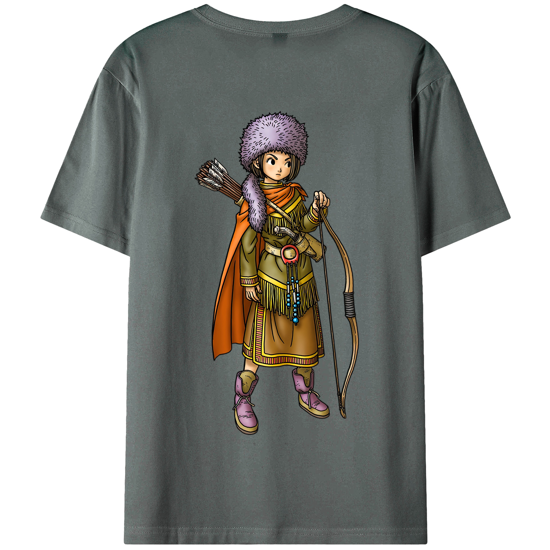 （画像用） ドラゴンクエスト Doragon Kuesuto Dragon Quest 綿100％半袖Tシャツ（背面プリント）